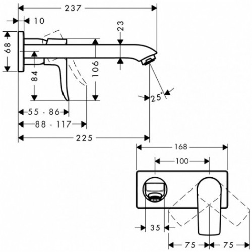 Hansgrohe Metris 225 potinkinis maišytuvas praustuvui, 31086000