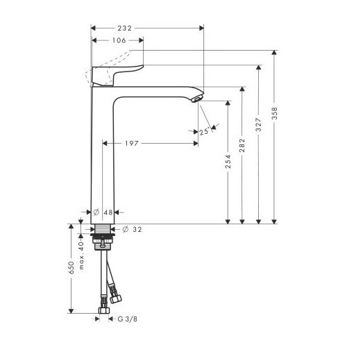 Hansgrohe Metris 260 aukštas maišytuvas praustuvui, 31082000