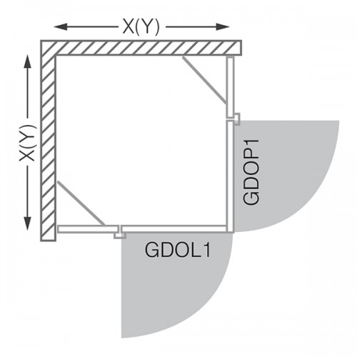 Roth kvadratinė dušo kabina su atveriamomis durimis GDOL1+GDOP1 80x80 cm, stiklas skaidrus