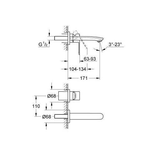 Grohe Eurostyle Cosmopolitan maišytuvas praustuvui iš sienos, 3355220E
