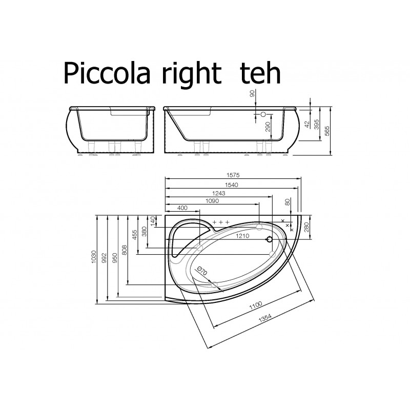 Vispool Piccola akmens masės vonia 1575*1030 mm