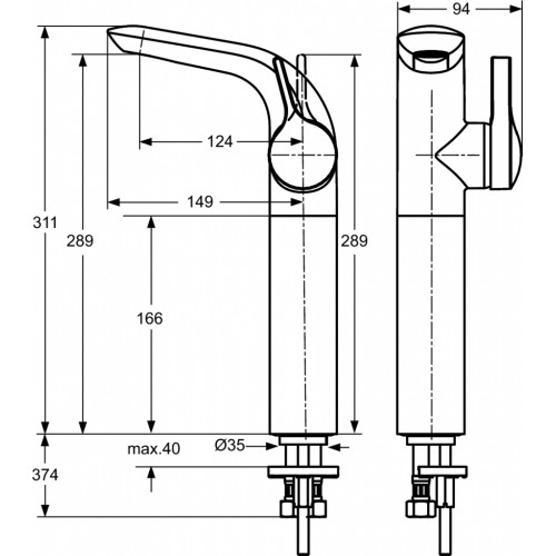 Aukštas maišytuvas praustuvui Ideal Standard Melange