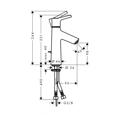 Hansgrohe maišytuvas praustuvui su ventiliu Talis 80 