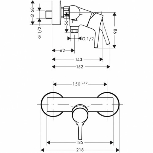 Hansgrohe Talis S maišytuvas dušui, 72600000