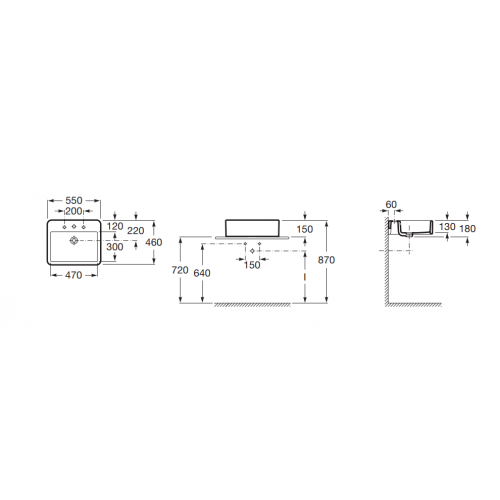 Roca Element A327576000 ant stalviršio statomas praustuvas-dubuo 55x60 cm