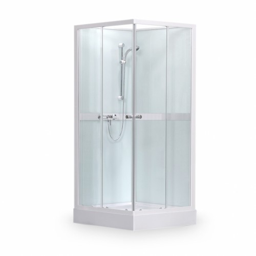 SaniPro Simple Square/800 kvadratinė dušo kabina - boksas su padėklu