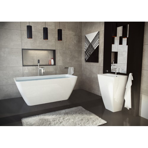 Omnires Parma akmens masės vonia 159x71 cm, blizgi balta, PARMAWWBP