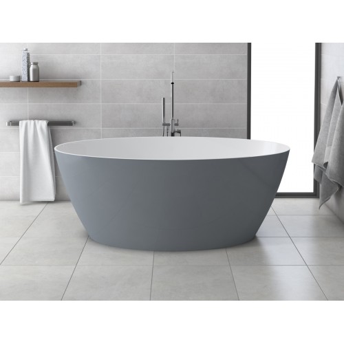 Omnires Siena M+ laisvai pastatoma vonia 161x81 cm, blizgi balta / pilka, SIENAWWBSP