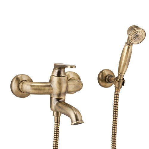 Omnires Art Deco maišytuvas voniai su dušo komplektu, sendintos bronzos spalva