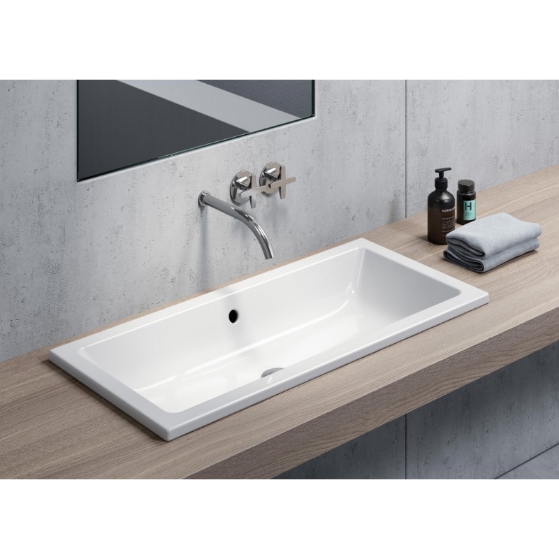 GSI Kube X įleidžiamas į stalviršį praustuvas 80x37 cm, XG+ danga, baltas blizgus