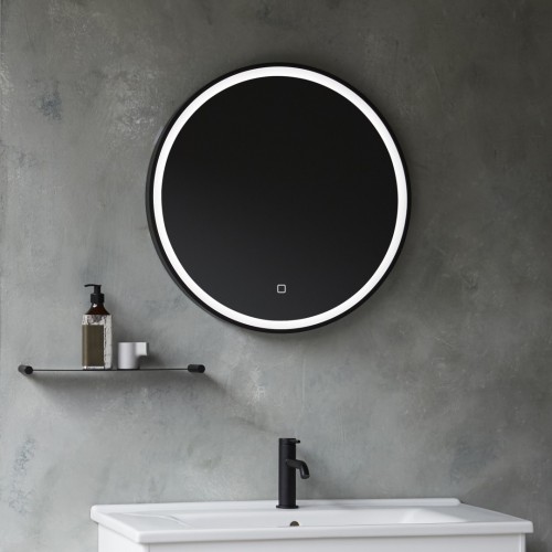 Britton Hoxton veidrodis su LED apšvietimu, rėmelis juodos matinės spalvos, 60 cm