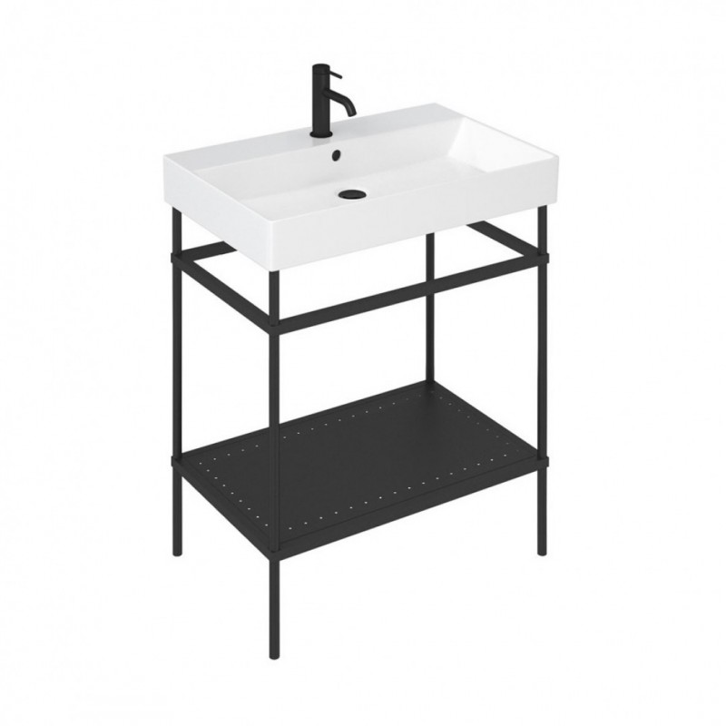 Britton Shoreditch Frame baldinis stovas (juodas matinis) su praustuvu (baltas blizgus) 70x45 cm