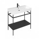 Britton Shoreditch Frame baldinis stovas (juodas matinis) su praustuvu (baltas blizgus) 85x45 cm
