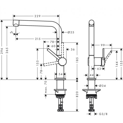 Hansgrohe Talis M54 virtuvinis maišytuvas plautuvei, 72840000