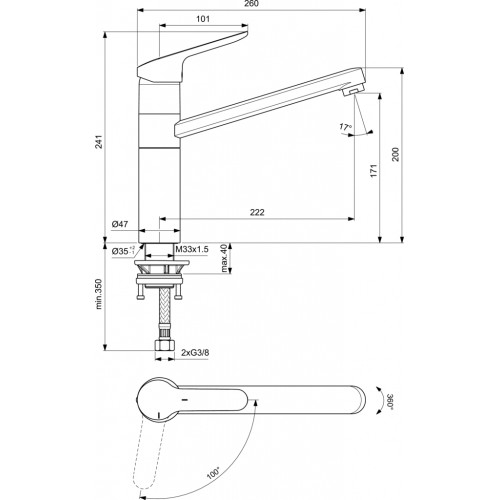 Virtuvinis Ideal Standard maišytuvas plautuvei Ceraflex
