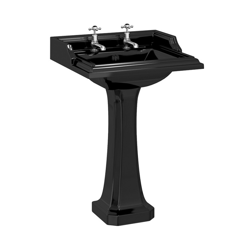 Pakabinamas praustuvas Burlington Classic 65cm su koja ir viena skyle maišytuvui juodos spalvos