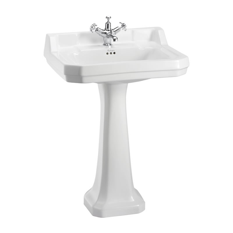 Pakabinamas praustuvas Burlington Edwardian 61 cm su koja ir viena skyle maišytuvui, baltos sp.