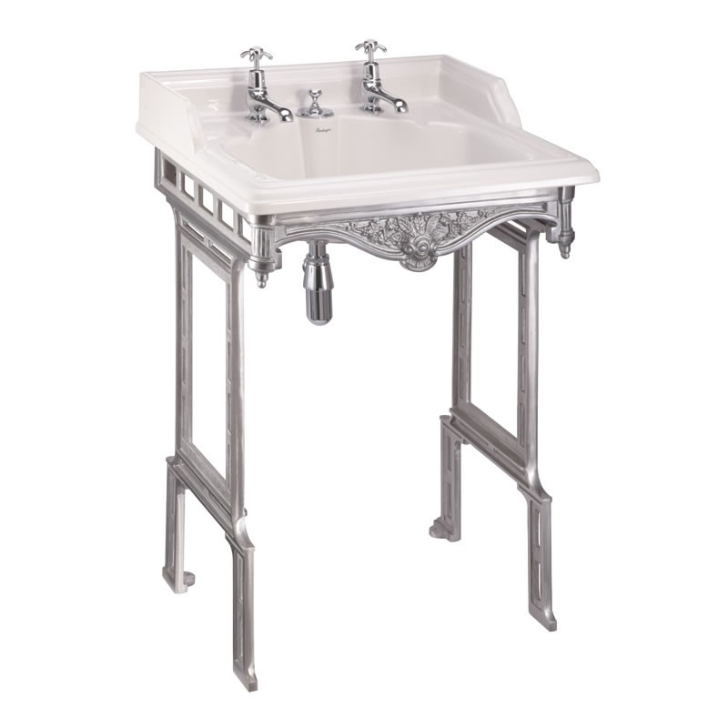 Pakabinamas praustuvas Burlington Classic 65 cm su šveisto aliuminio stovu