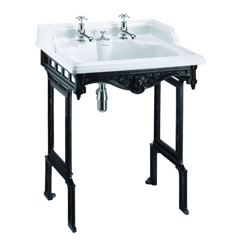 Burlington Classic pakabinamas praustuvas 65 cm su juodo aliuminio stovu