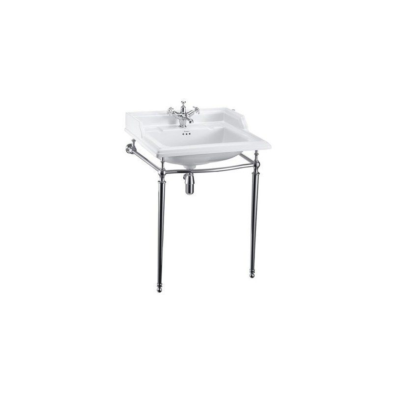Burlington Classic pakabinamas praustuvas 65 cm su chromo sp. stovu ir viena skyle maišytuvui