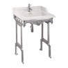 Burlington Classic pakabinamas praustuvas 65 cm baltos sp. su šveisto aliuminio  stovu ir viena skyle maišytuvui