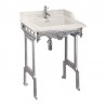 Burlington Classic pakabinamas praustuvas 65 cm medici sp. su šveisto aliuminio  stovu ir viena skyle maišytuvui
