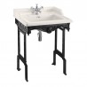 Burlington Classic pakabinamas praustuvas 65 cm medici sp. su juodo aliuminio stovu ir viena skyle maišytuvui