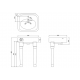 Burlington Arcade pakabinamas praustuvas 60 cm su keramikinėm kojom ir viena skyle maišytuvui nikelio sp. perpylimu