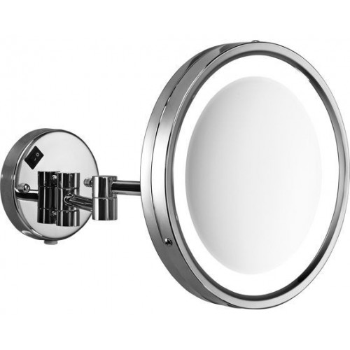 Gedy Vincent sieninis kosmetinis veidrodis, 5x didinantis, chromuotas su LED apšvietimu