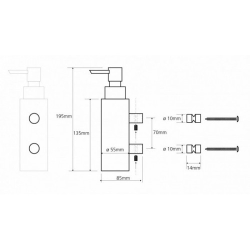 Bemeta Omega pakabinamas metalinis dozatorius muilui 150 ml