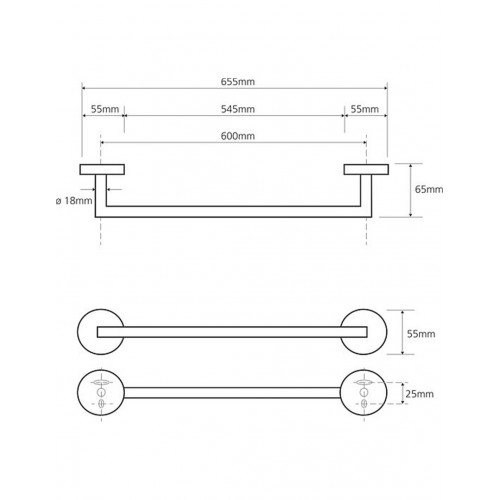 Bemeta Omega rankšluosčio laikiklis 650 mm