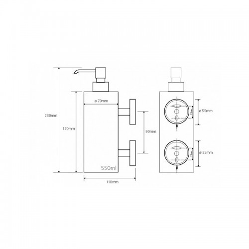 Bemeta Neo JUMBO pakabinamas metalinis dozatorius muilui 550 ml