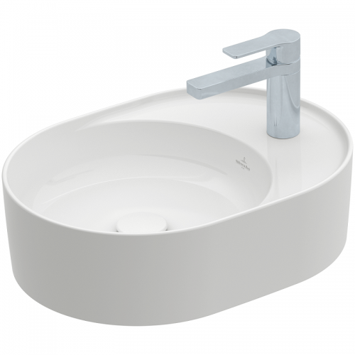 Villeroy&Boch Collaro praustuvas su skyle maišytuvui 51x38 cm, baltas blizgus