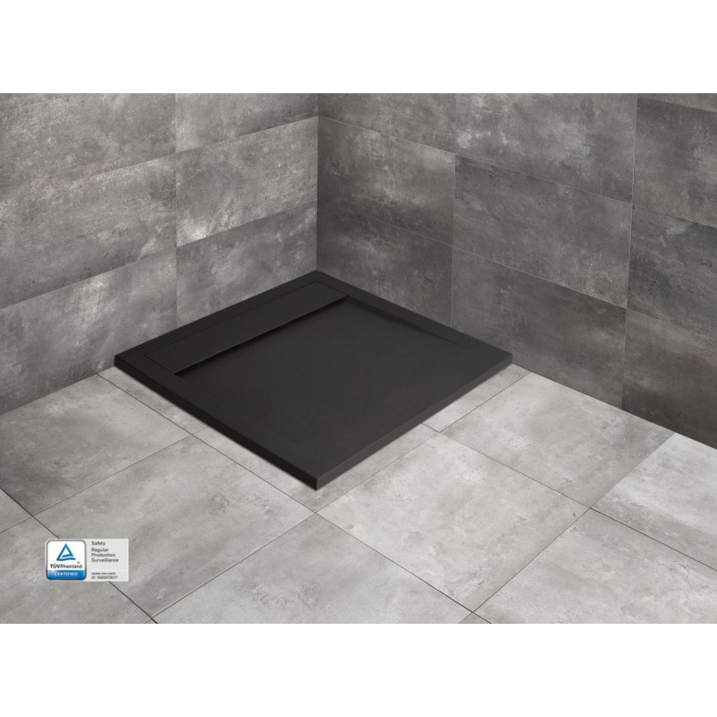 Radaway Teos C akmens masės kvadratinis dušo padėklas juodos spalvos 1000x1000 mm