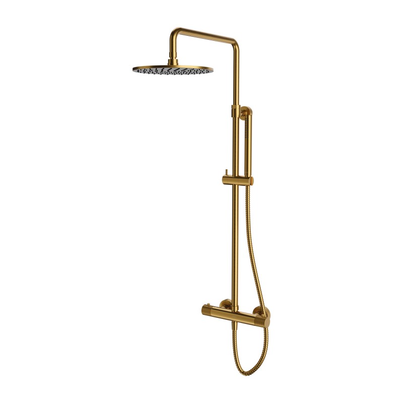 Omnires Contour virštinkinė termostatinė dušo sistema, braižyto aukso spalvos, CT8044GLB