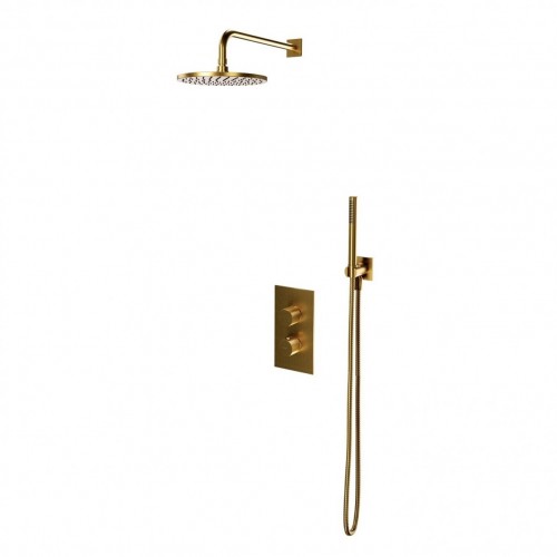 Omnires Contour potinkinė termostatinė dušo sistema, braižyto aukso spalva, SYSCT11GLB