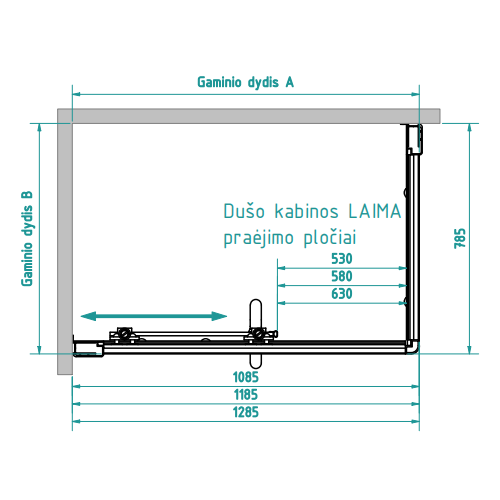 Brasta Glass keturkampė dušo kabina Laima 110x80 cm, stiklo spalva pasirinktinai