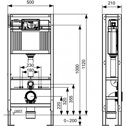 TECEconstruct wc modulis su keturiomis tvirtinimo kojomis, montavimo aukštis – 1120 mm, 9500393