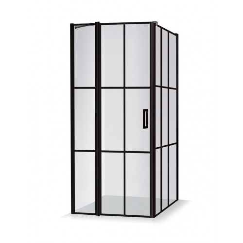 Brasta Glass kvadratinė dušo kabina Karina 90x90 cm Nero Cube, stiklas skaidrus