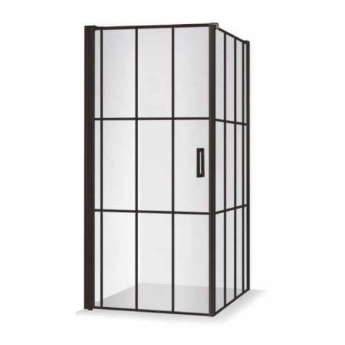 Brasta Glass kvadratinė dušo kabina Kristina 90x90 cm Nero Cube, stiklas skaidrus
