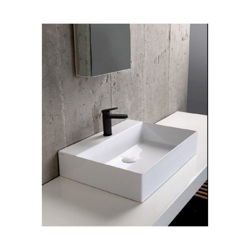 Azzurra Elegance Squared praustuvas 50x45 cm su skyle maišytuvui baltos spalvos