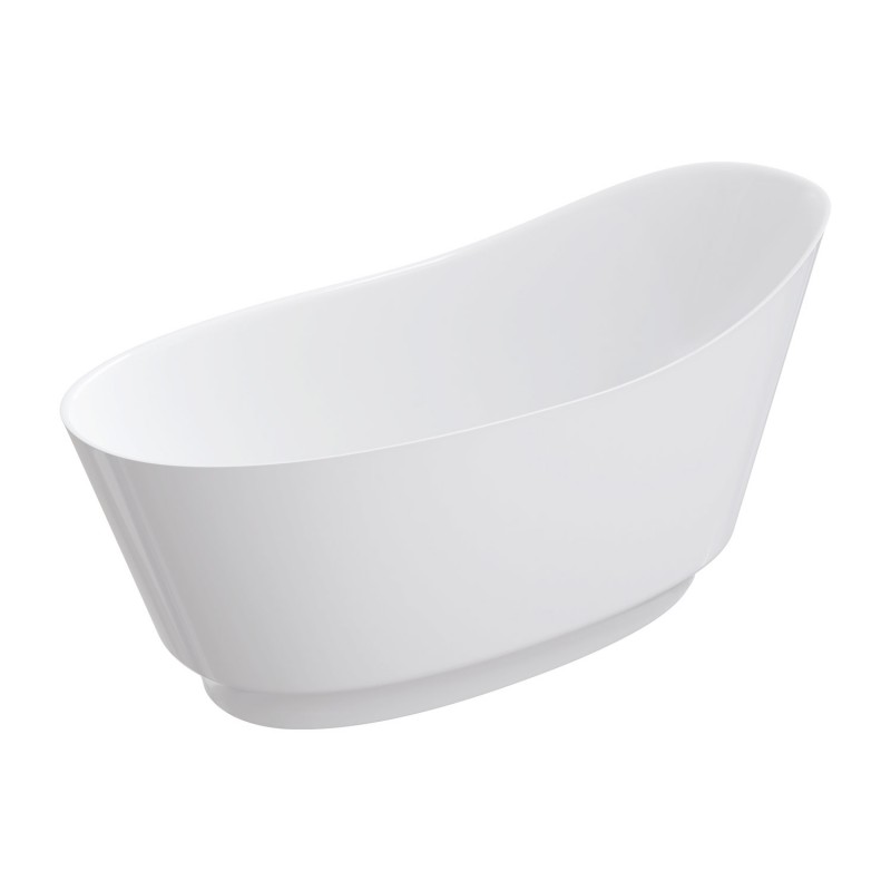 Omnires Neo M+ laisvai pastatoma akmens masės vonia 158x72 cm, balta blizgi, NEO158SWWBP