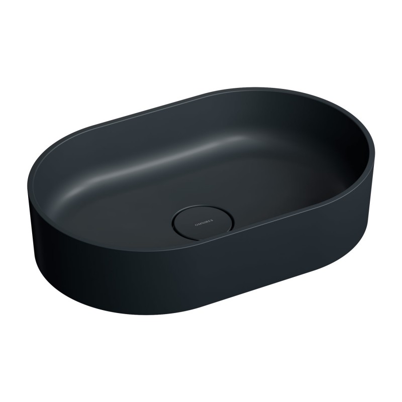 Omnires OVO M+ Black lava pastatomas ant stalviršio praustuvas 55x36 cm, juodas matinis, OVOUNBLV
