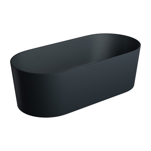 Omnires Ovo M+ Black lava laisvai pastatoma akmens masės vonia 160x75 cm, juoda matinė, OVOWWBLV
