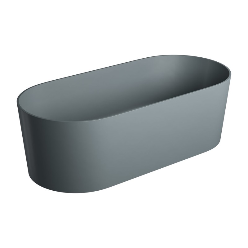 Omnires Ovo M+ Ash grey laisvai pastatoma akmens masės vonia 160x75 cm, pilka matinė, OVOWWAG