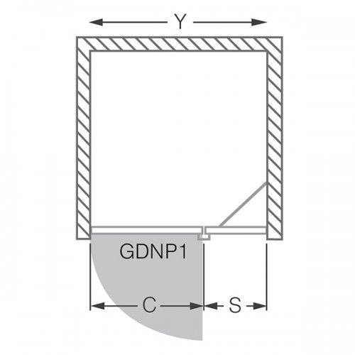 Roth dušo durys į nišą GDNL1, GDNP1 150 cm, stiklas skaidrus