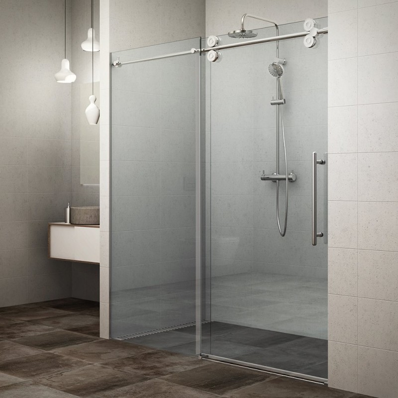 Roth dušo durys su slankiojančiomis durimis KID2 130 cm, stiklas skaidrus