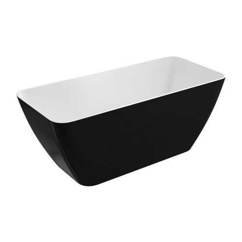 Omnires Parma vonia iš lieto marmuro blizgi juoda / blizgi balta, 159x71 cm