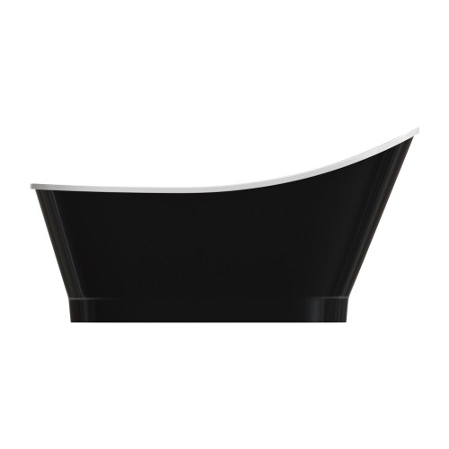 Omnires Venezia M+ laisvai pastatoma akmens masės vonia 160x73 cm, blizgi balta / juoda, VENEZIA159BCP
