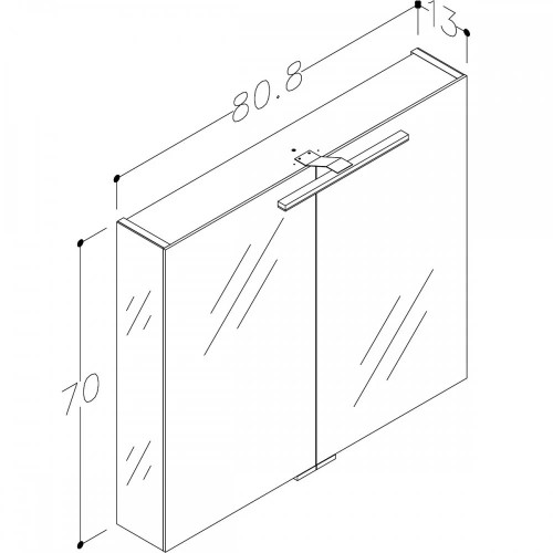 RB veidrodinė spintelė su dvigubo veidrodžio durelėmis, LED apšvietimu, IP44, 80x70 cm, 2102500